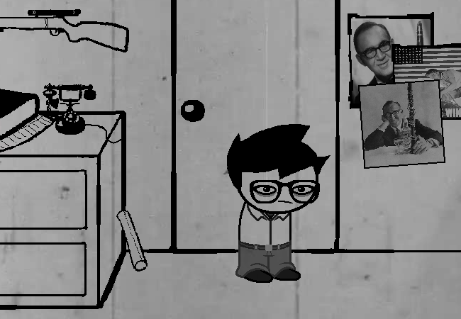 A young man in his bedroom